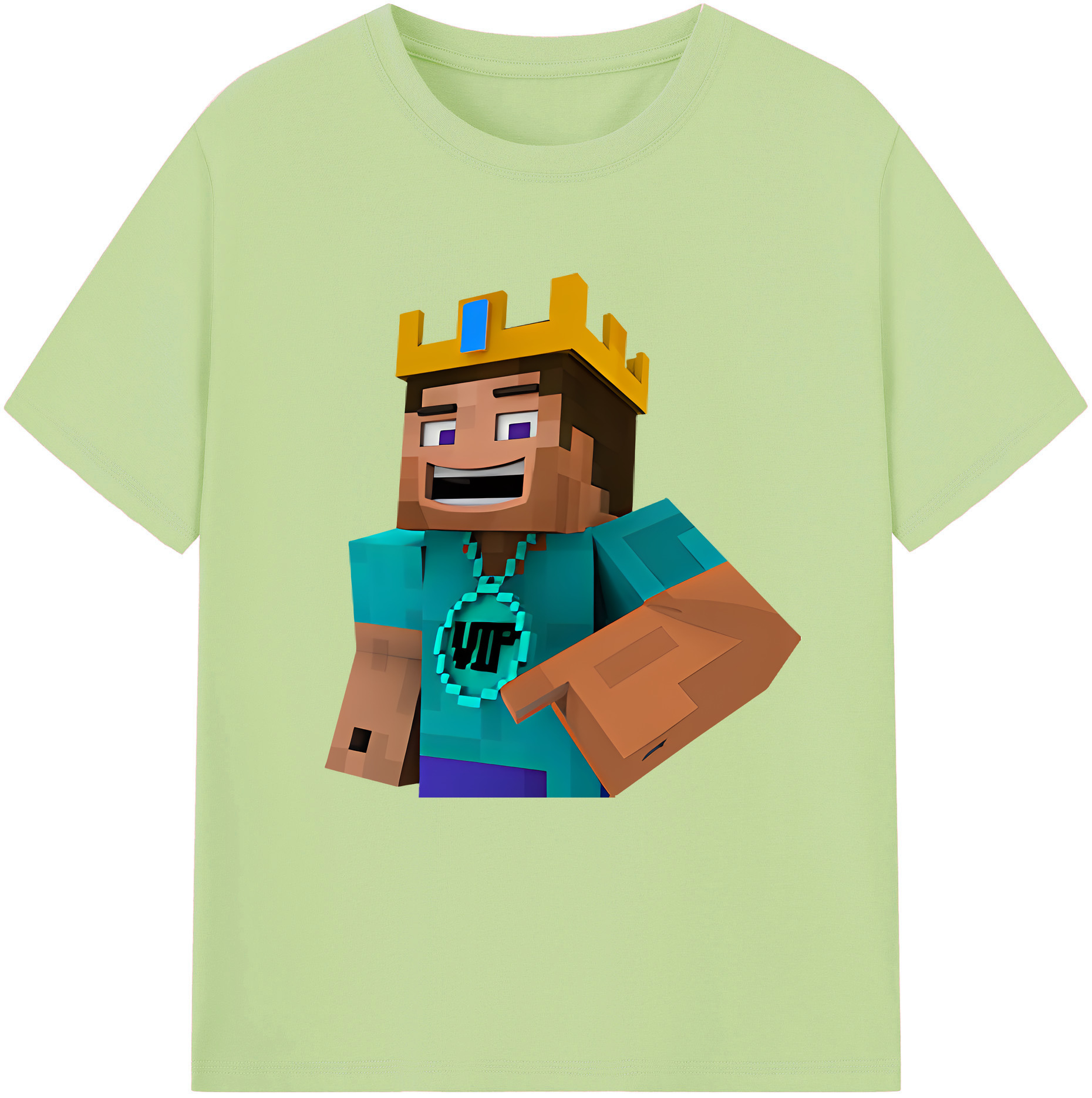 （画像用） マインクラフト ブロックの世界 Minecraft MC Block world 綿100％半袖Tシャツ（フロントプリント）